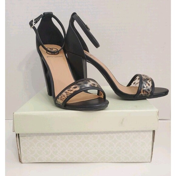 Rare Daisy Fuentes Rosaline Heels DF202418 Black Tortoise Size 8M EUC In Box - Picture 8 of 9